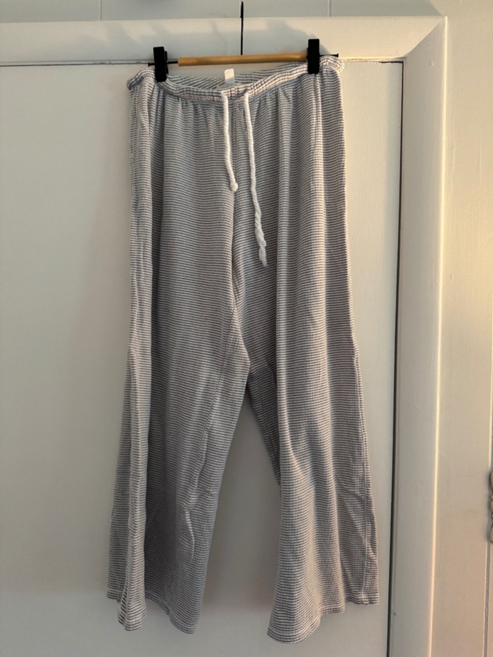 Splendid Grey & White Striped Wide Leg Lounge Pants XS